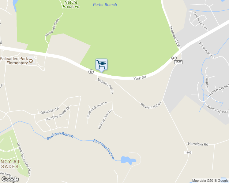 map of restaurants, bars, coffee shops, grocery stores, and more near 14900 Majestic Oak Drive in Charlotte