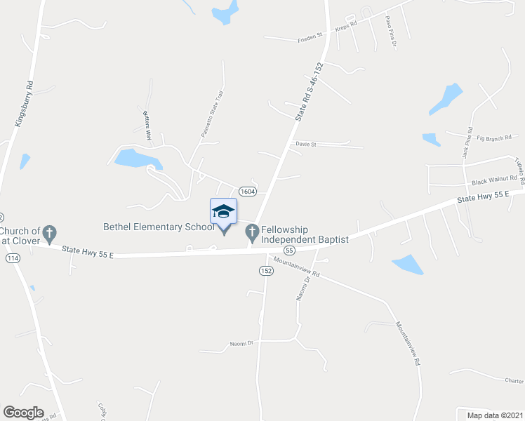 map of restaurants, bars, coffee shops, grocery stores, and more near 998 Bethel School Road in Clover