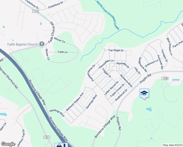 map of restaurants, bars, coffee shops, grocery stores, and more near 1007 Thessallian Lane in Indian Trail