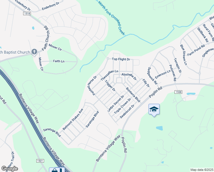 map of restaurants, bars, coffee shops, grocery stores, and more near 1050 Slew O Gold Lane in Indian Trail