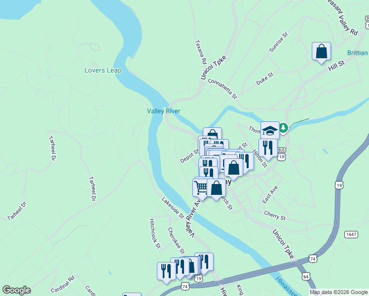 map of restaurants, bars, coffee shops, grocery stores, and more near 15 Dickey in Murphy