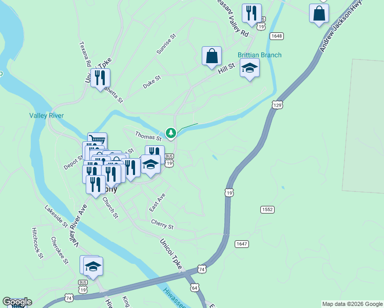 map of restaurants, bars, coffee shops, grocery stores, and more near 584 Boulevard Street in Murphy