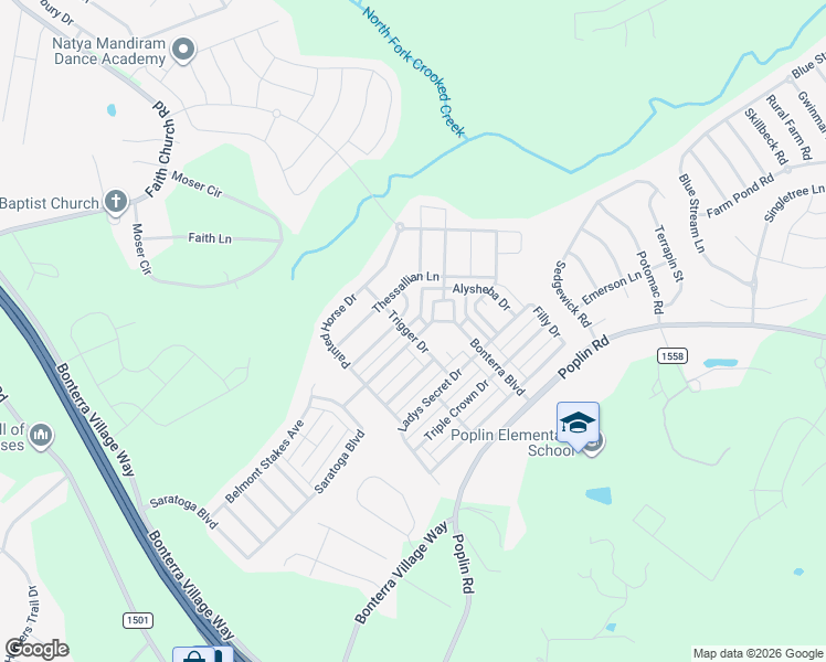 map of restaurants, bars, coffee shops, grocery stores, and more near 2015 Trigger Drive in Indian Trail