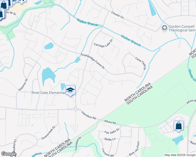 map of restaurants, bars, coffee shops, grocery stores, and more near 12336 Belmont Mansion Drive in Charlotte