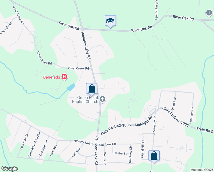 map of restaurants, bars, coffee shops, grocery stores, and more near 108 Country Place Drive in Inman
