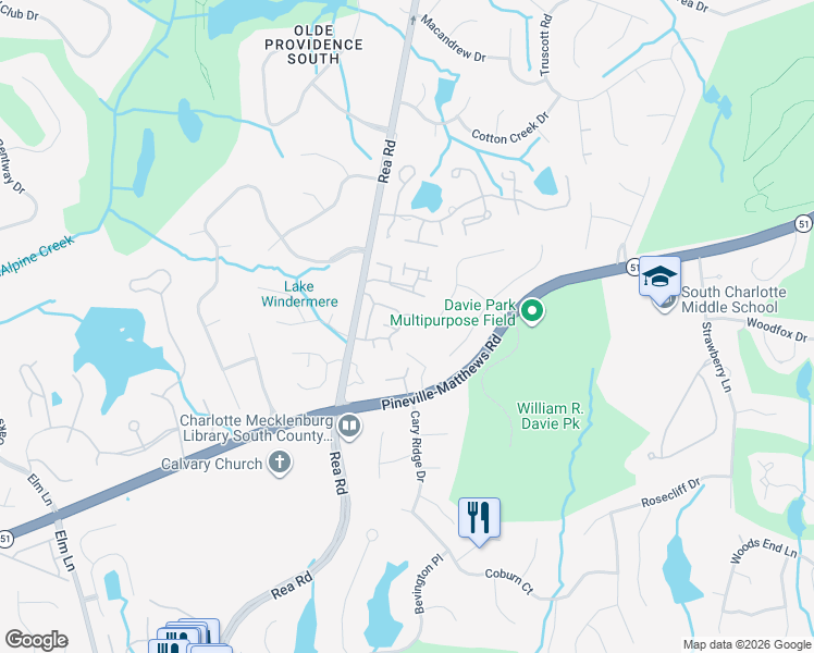 map of restaurants, bars, coffee shops, grocery stores, and more near in Charlotte