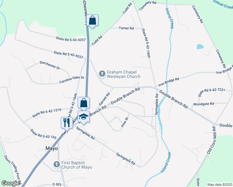 map of restaurants, bars, coffee shops, grocery stores, and more near 108 State Road S-42-1903 in Mayo