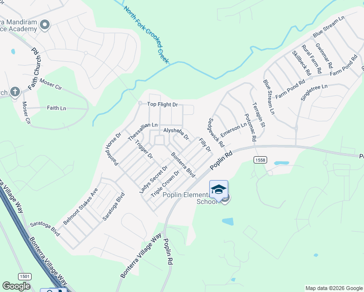 map of restaurants, bars, coffee shops, grocery stores, and more near 2206 Bonterra Boulevard in Indian Trail