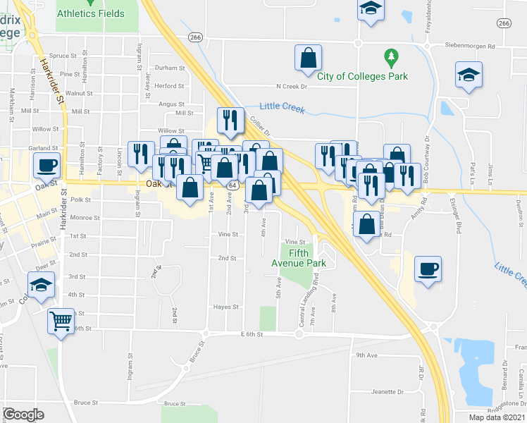 map of restaurants, bars, coffee shops, grocery stores, and more near 799 4th Avenue in Conway