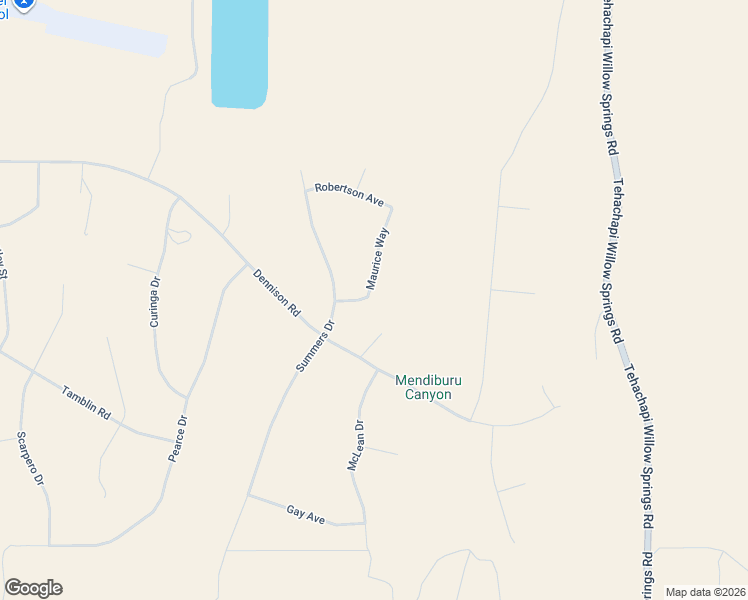 map of restaurants, bars, coffee shops, grocery stores, and more near Maurice Way in Tehachapi