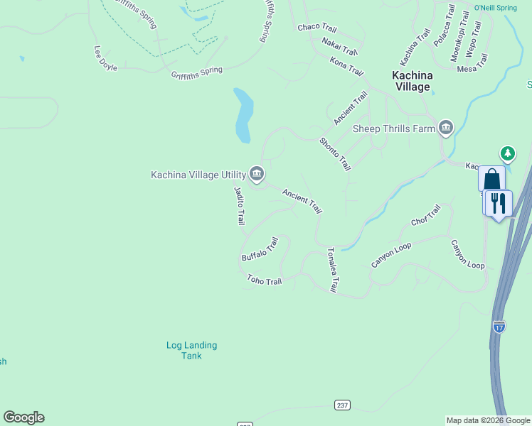 map of restaurants, bars, coffee shops, grocery stores, and more near 311 Toho Trail in Flagstaff