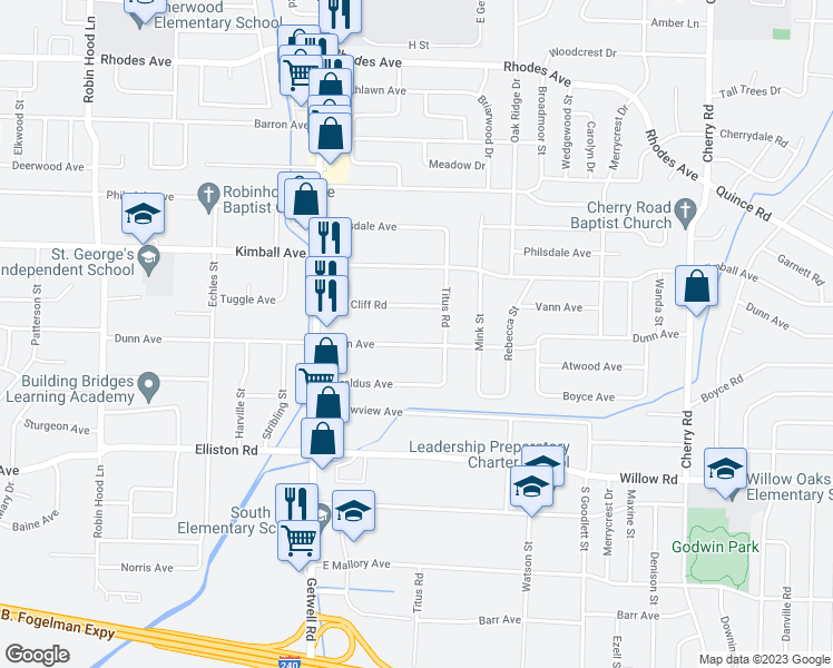map of restaurants, bars, coffee shops, grocery stores, and more near 4060 Dunn Rd in Memphis