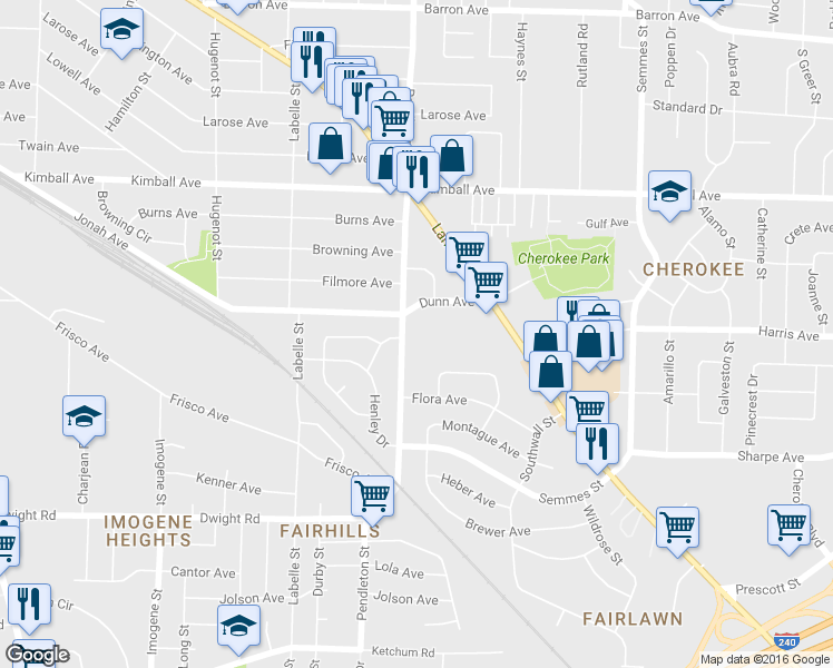 map of restaurants, bars, coffee shops, grocery stores, and more near 2016 Pendleton St in Memphis