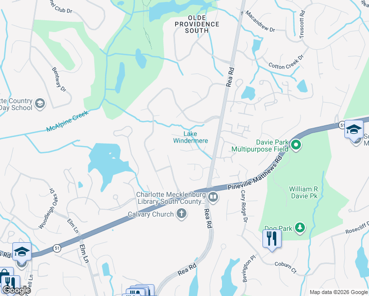 map of restaurants, bars, coffee shops, grocery stores, and more near 5422 Stallworth Drive in Charlotte