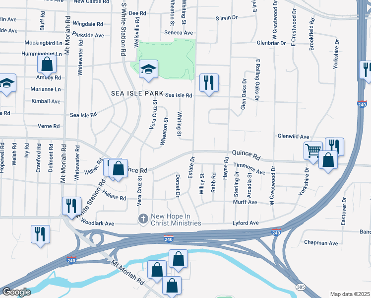 map of restaurants, bars, coffee shops, grocery stores, and more near 1461 Whiting Street in Memphis