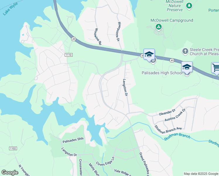 map of restaurants, bars, coffee shops, grocery stores, and more near 15828 White Street in Charlotte