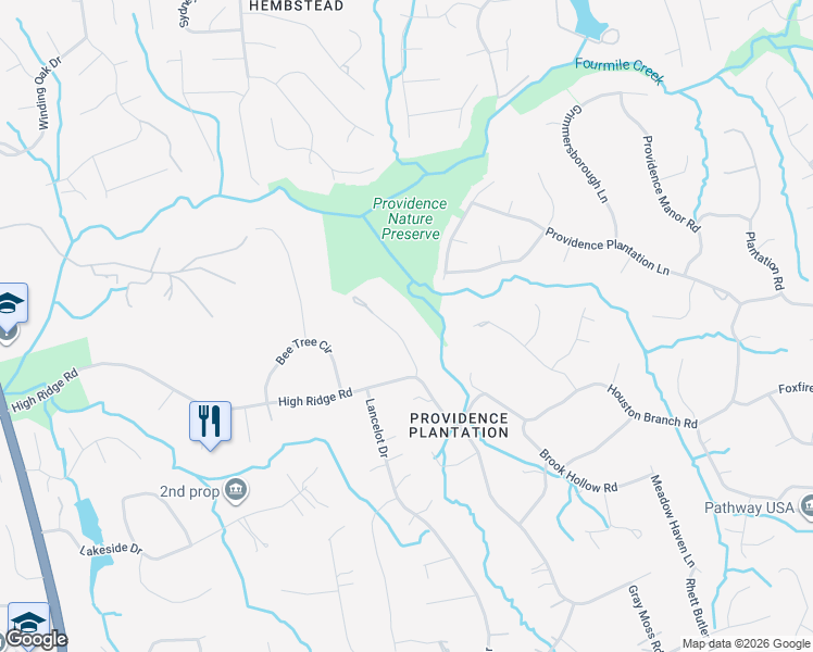 map of restaurants, bars, coffee shops, grocery stores, and more near 3300 Lazy Branch Road in Charlotte