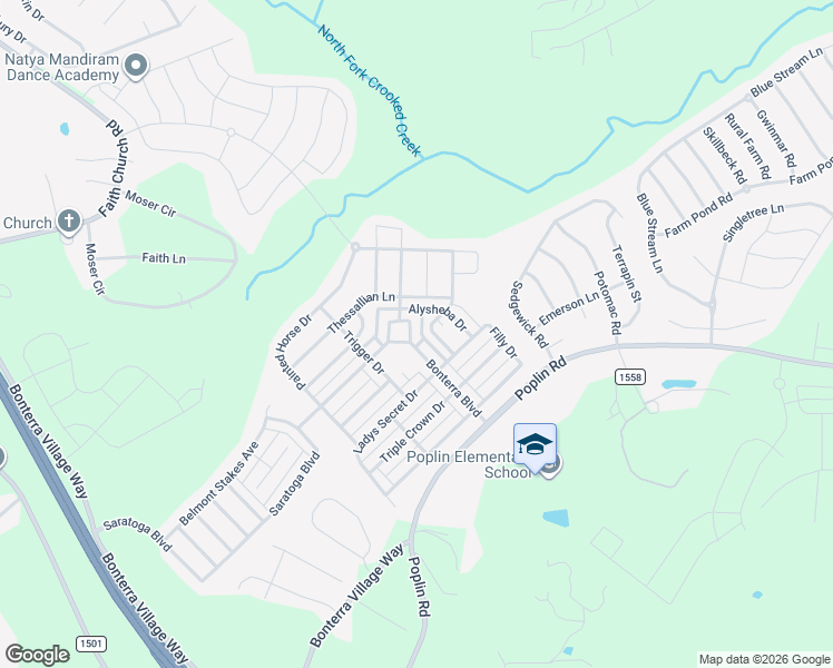 map of restaurants, bars, coffee shops, grocery stores, and more near 1400 Thessallian Lane in Indian Trail