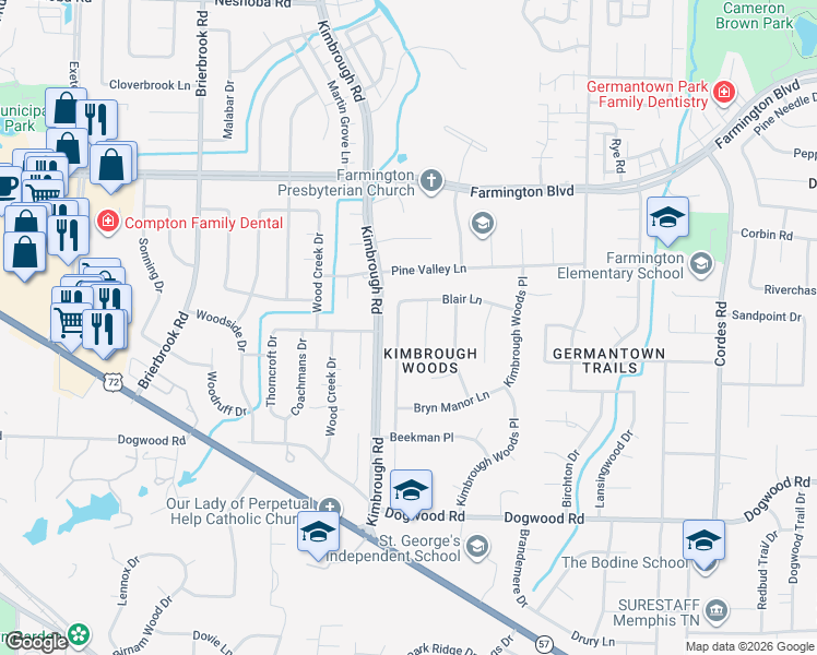 map of restaurants, bars, coffee shops, grocery stores, and more near 2138 Wickersham Lane in Germantown