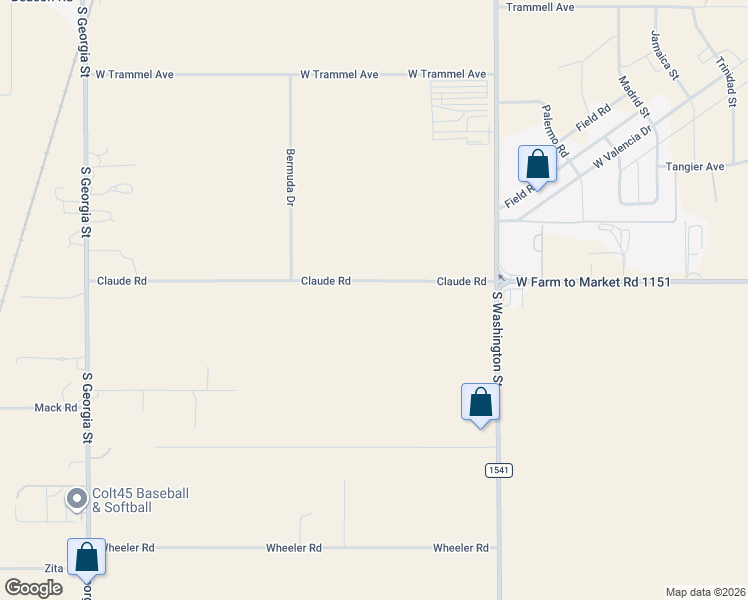 map of restaurants, bars, coffee shops, grocery stores, and more near 1401-1451 Claude Road in Amarillo