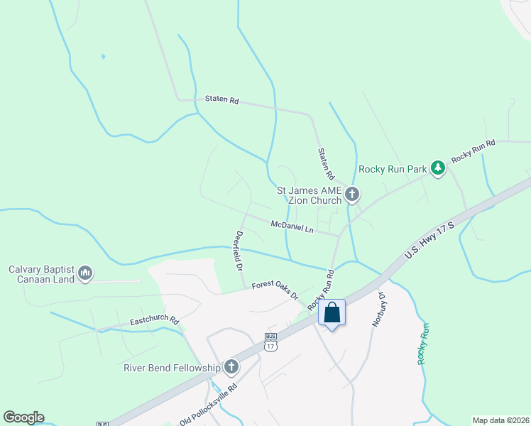 map of restaurants, bars, coffee shops, grocery stores, and more near 109 Antler Lane in New Bern