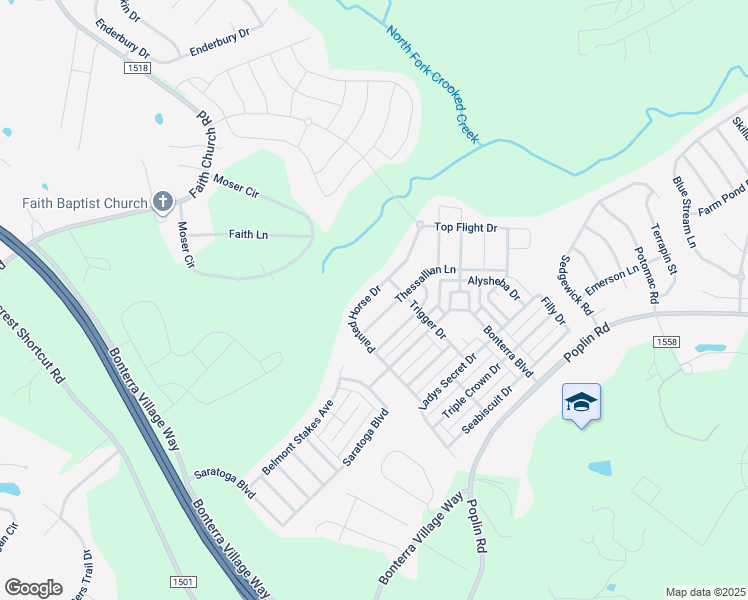 map of restaurants, bars, coffee shops, grocery stores, and more near 1824 Painted Horse Drive in Indian Trail