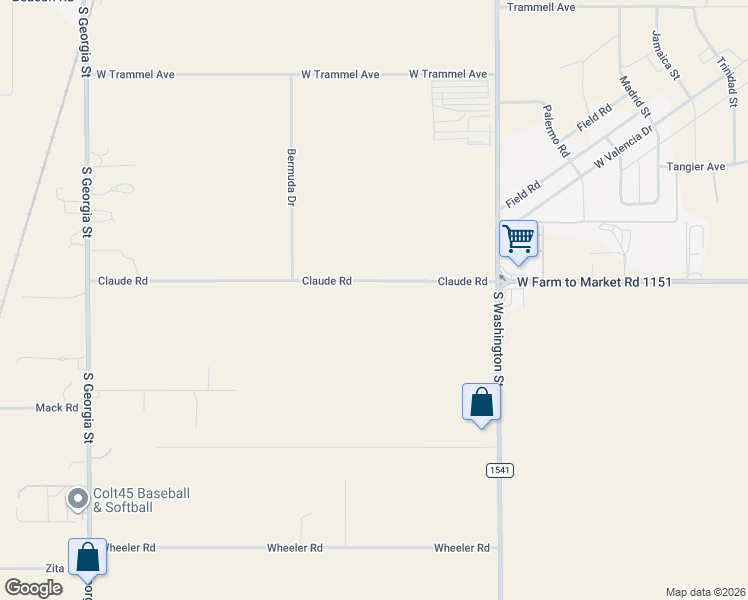 map of restaurants, bars, coffee shops, grocery stores, and more near 1401-1451 Claude Road in Amarillo