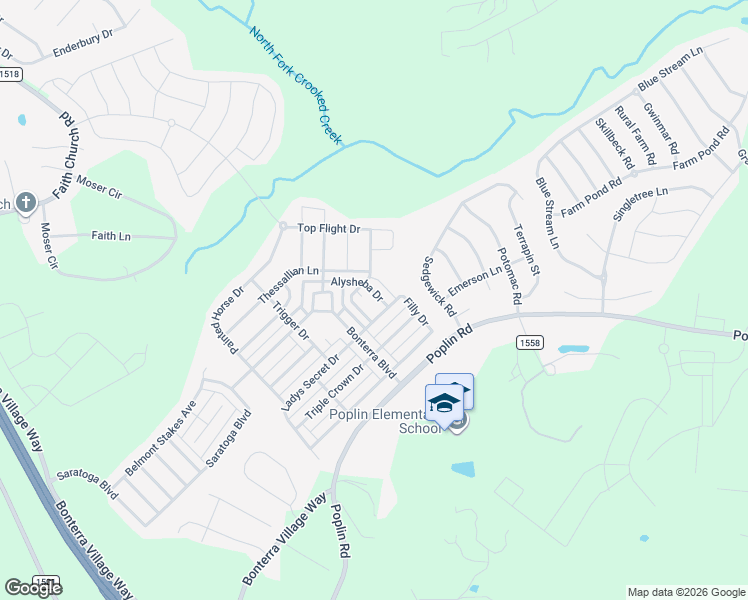 map of restaurants, bars, coffee shops, grocery stores, and more near 5121 Alysheba Drive in Indian Trail