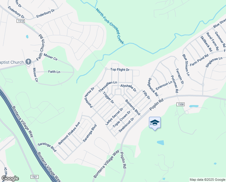 map of restaurants, bars, coffee shops, grocery stores, and more near 2415 Bonterra Boulevard in Indian Trail