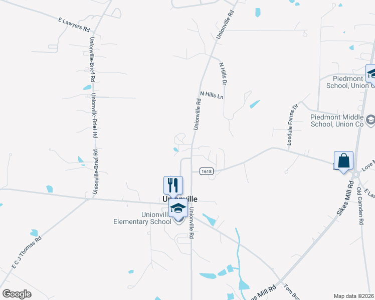 map of restaurants, bars, coffee shops, grocery stores, and more near 4909 Unionville Road in Unionville