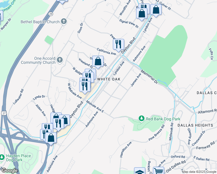 map of restaurants, bars, coffee shops, grocery stores, and more near 2109 Lyndon Avenue West in Red Bank