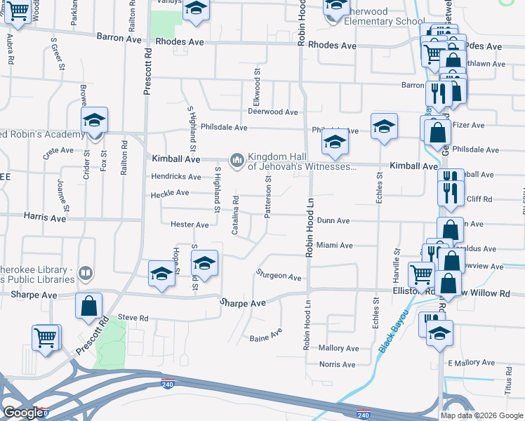 map of restaurants, bars, coffee shops, grocery stores, and more near 1486 Patterson Street in Memphis