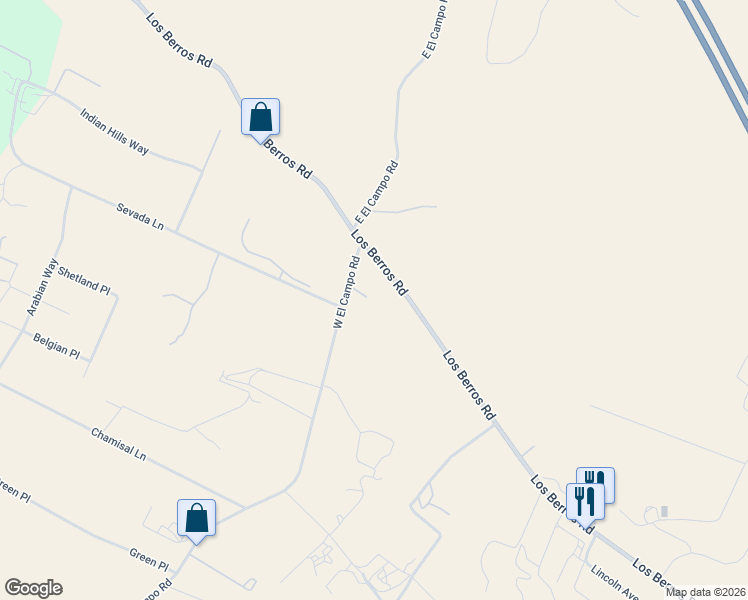 map of restaurants, bars, coffee shops, grocery stores, and more near 117 West El Campo Road in Arroyo Grande