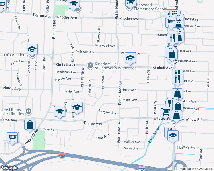 map of restaurants, bars, coffee shops, grocery stores, and more near 1486 Patterson Street in Memphis