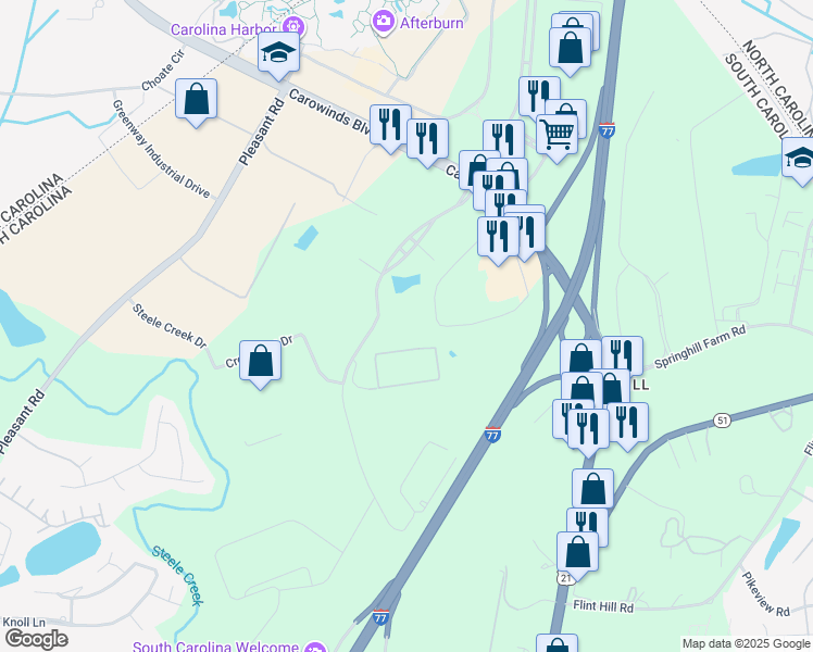 map of restaurants, bars, coffee shops, grocery stores, and more near 3318 Lakemont Boulevard in Fort Mill