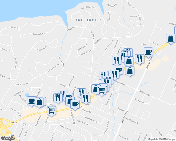 map of restaurants, bars, coffee shops, grocery stores, and more near 3930 Bowman Lane in Chattanooga