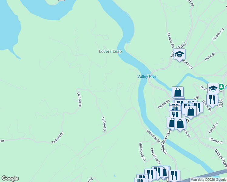 map of restaurants, bars, coffee shops, grocery stores, and more near 322 Gwenmont Circle in Murphy