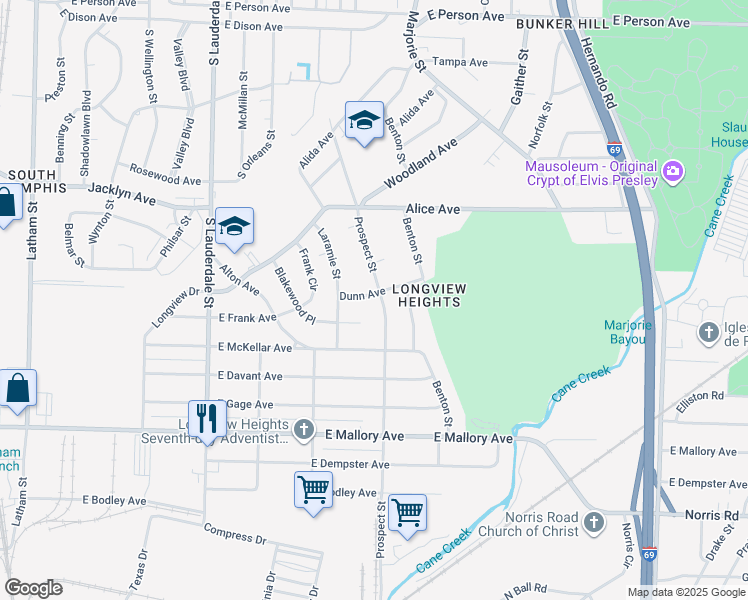 map of restaurants, bars, coffee shops, grocery stores, and more near 763 Dunn Avenue in Memphis