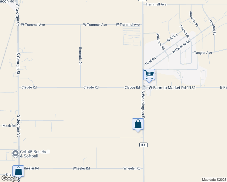 map of restaurants, bars, coffee shops, grocery stores, and more near 1401 Claude Road in Amarillo