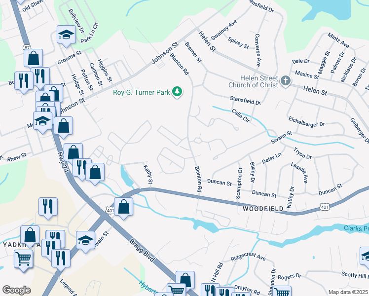 map of restaurants, bars, coffee shops, grocery stores, and more near 600 Odd Court in Fayetteville