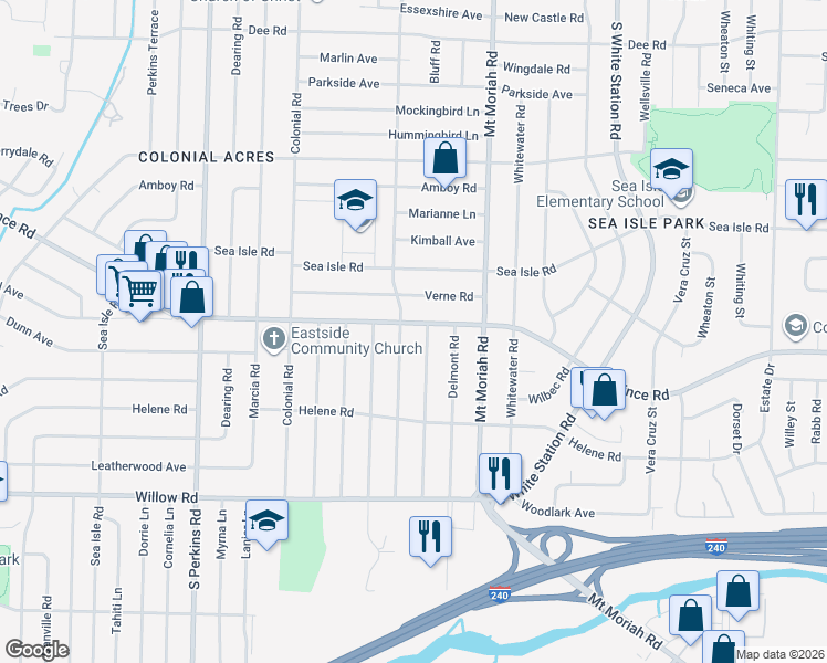map of restaurants, bars, coffee shops, grocery stores, and more near 4927 Quince Road in Memphis