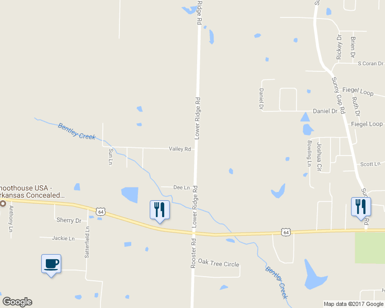 map of restaurants, bars, coffee shops, grocery stores, and more near 3 Valley Road in Conway