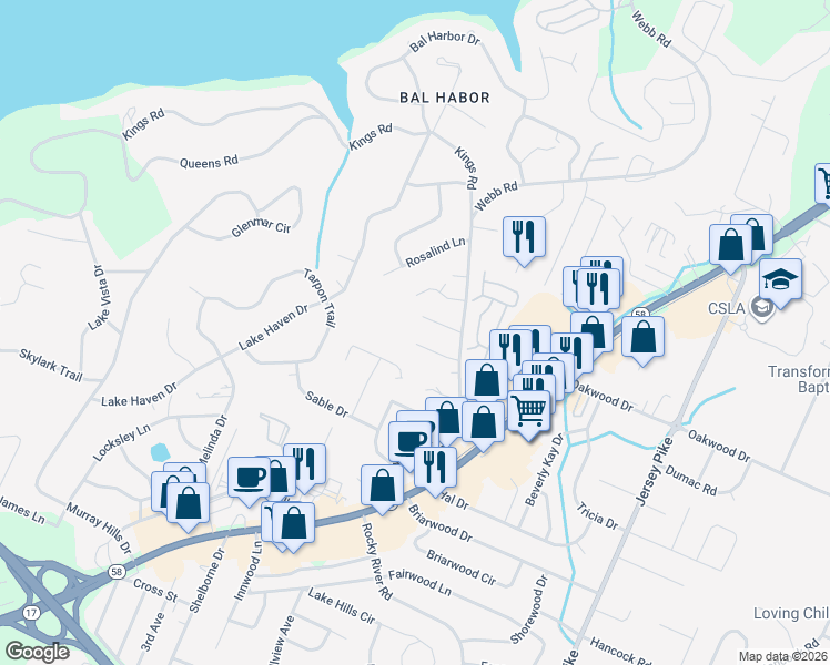 map of restaurants, bars, coffee shops, grocery stores, and more near 3972 Webb Oaks Court in Chattanooga