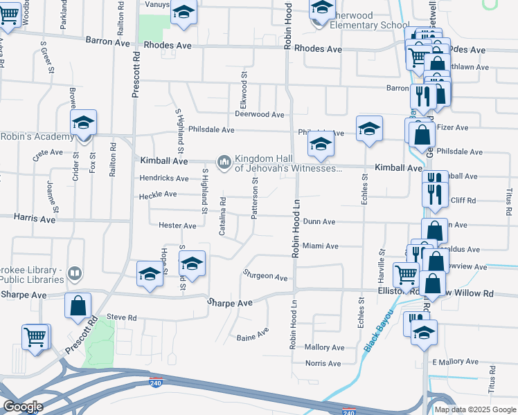 map of restaurants, bars, coffee shops, grocery stores, and more near 1486 Patterson Street in Memphis