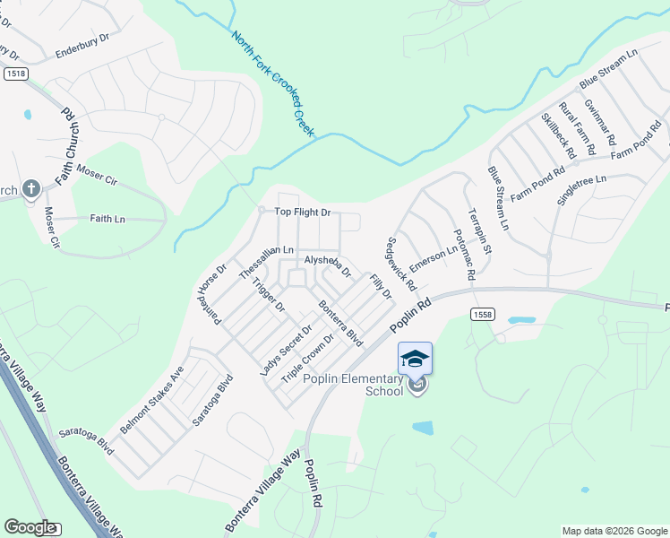 map of restaurants, bars, coffee shops, grocery stores, and more near 5121 Alysheba Drive in Indian Trail