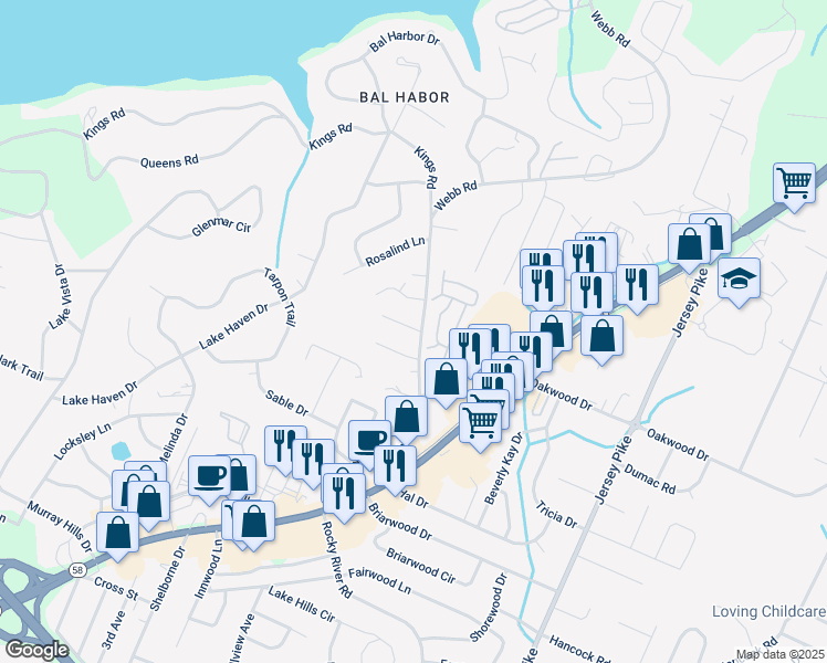 map of restaurants, bars, coffee shops, grocery stores, and more near 3930 Bowman Lane in Chattanooga