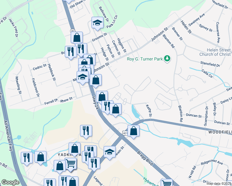 map of restaurants, bars, coffee shops, grocery stores, and more near 1292 North Forest Drive in Fayetteville