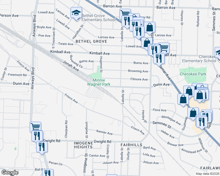 map of restaurants, bars, coffee shops, grocery stores, and more near 2617 Dunn Avenue in Memphis