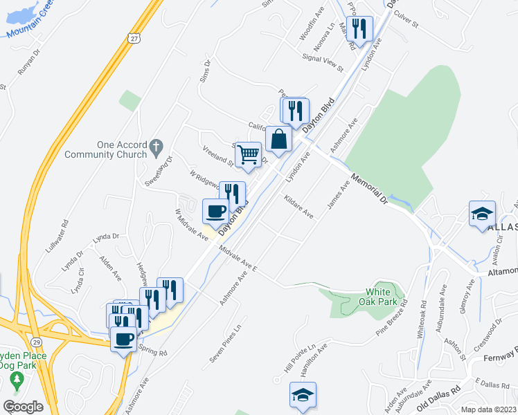 map of restaurants, bars, coffee shops, grocery stores, and more near 2109 Lyndon Avenue West in Red Bank