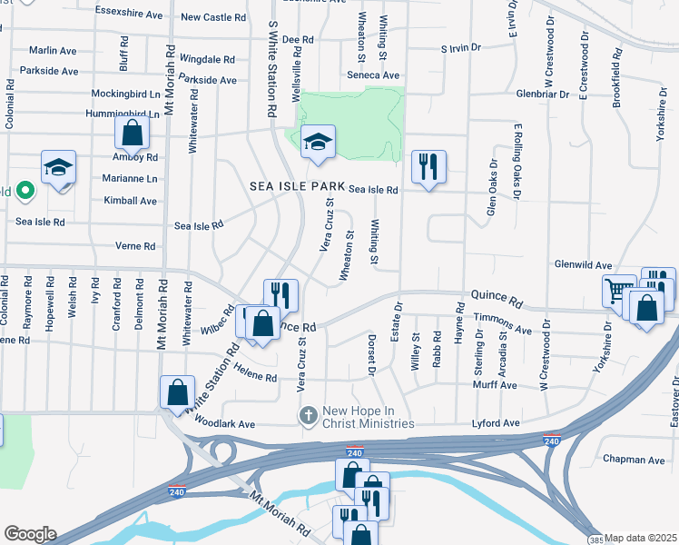 map of restaurants, bars, coffee shops, grocery stores, and more near 1467 Wheaton Street in Memphis